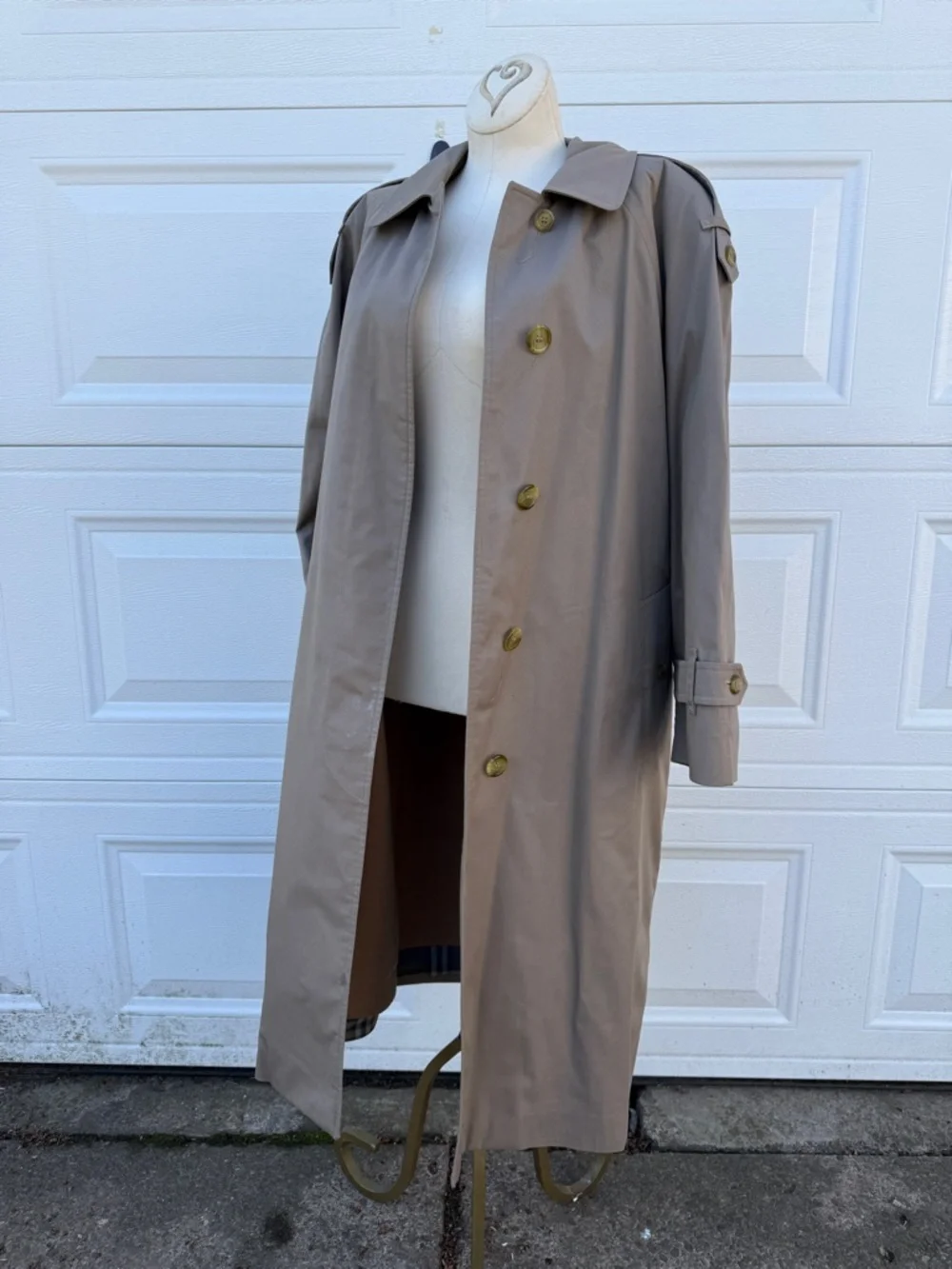 Vintage Burberrys Trench Coat Womens 10 Petite Beige Nova Check Lined Belted - Picture 8 of 14